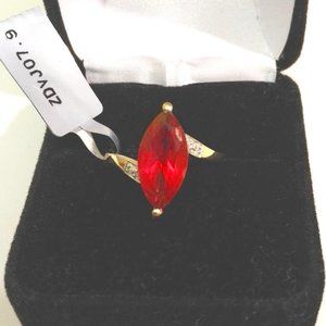 Genuine Cruzeiro Red Topaz 10K Gold Ring